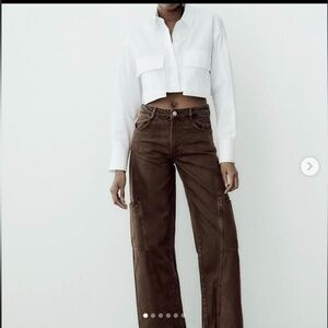 Zara Brown Flare & Wide Leg Jeans